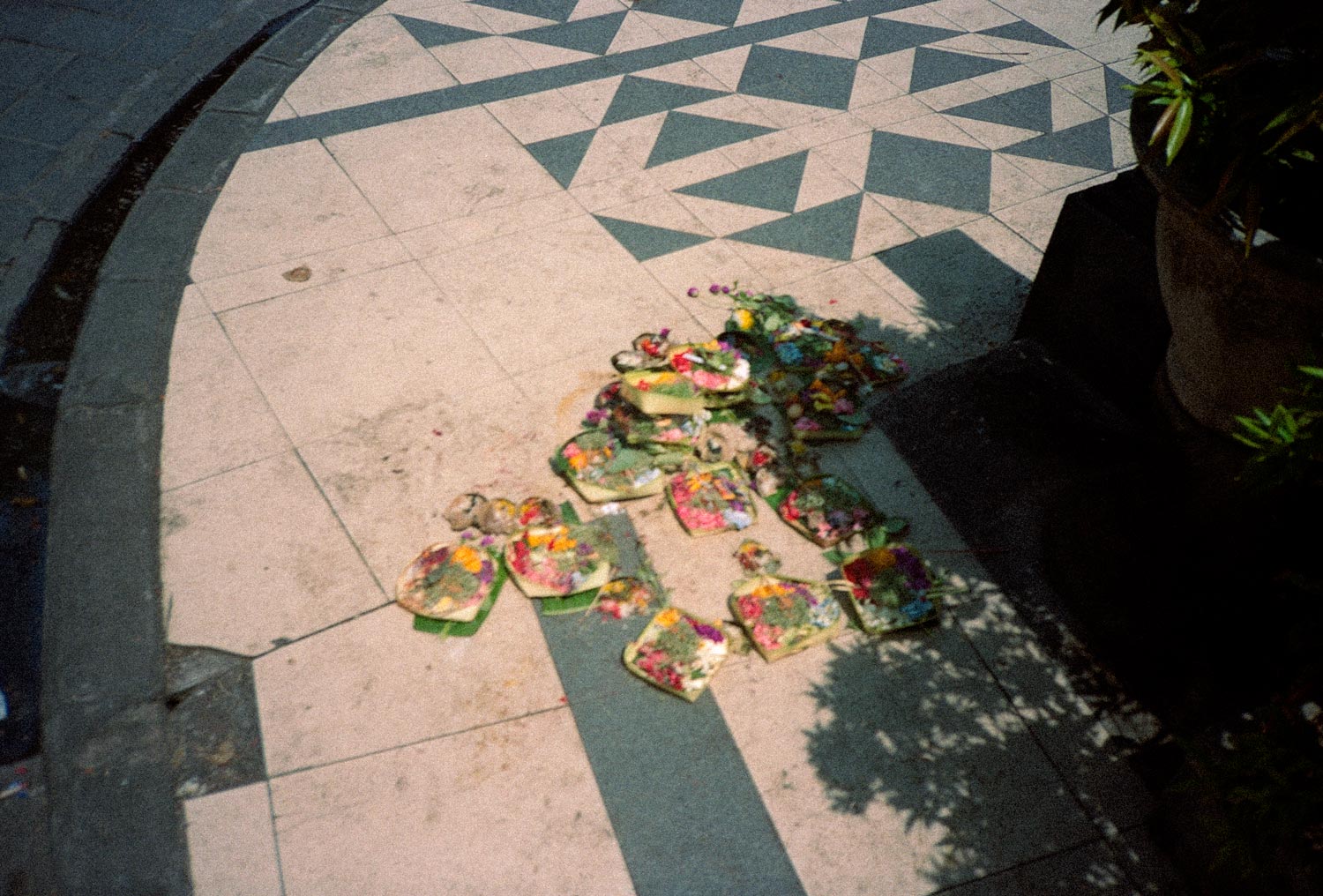Canang Sari Offerings on the street.