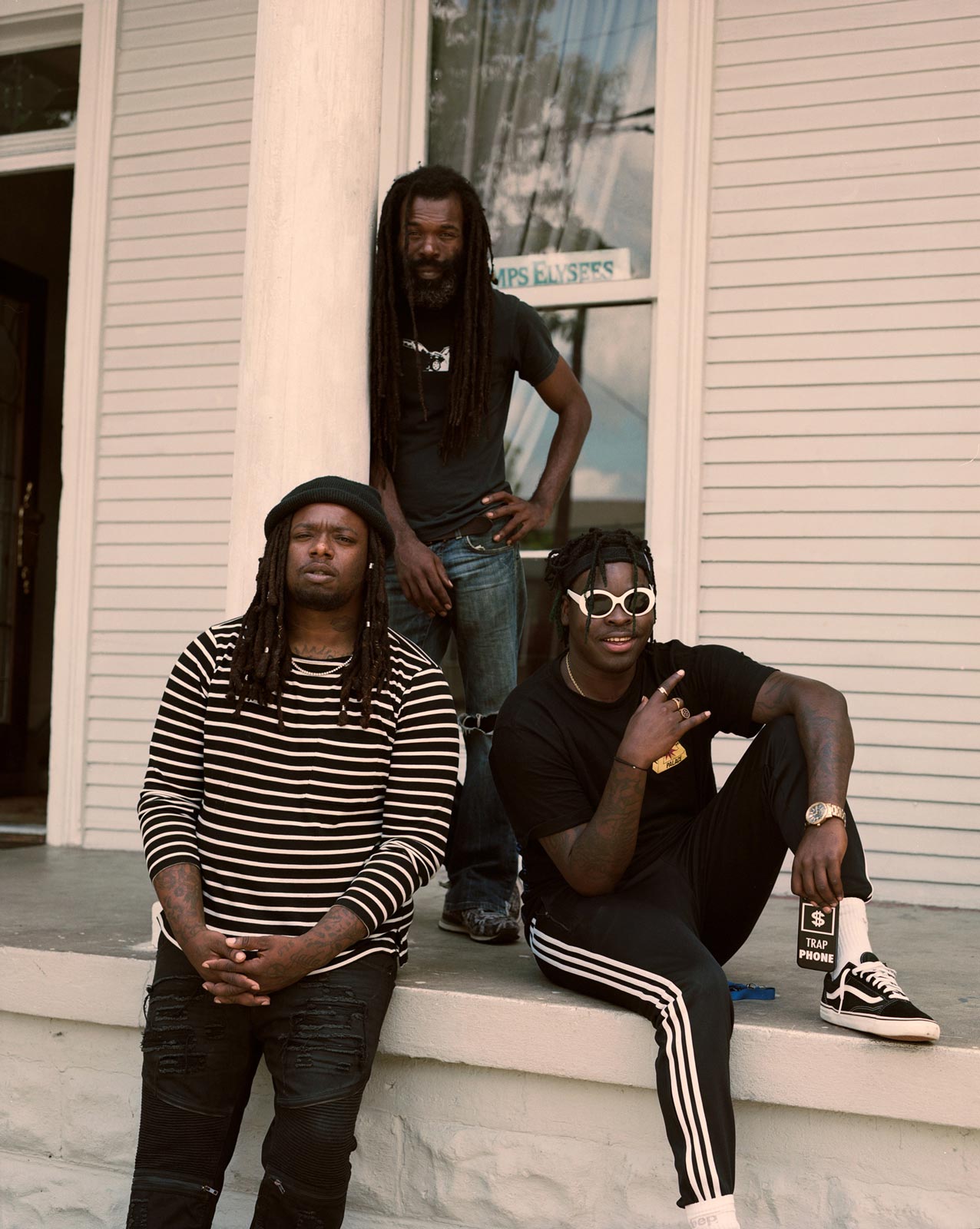 Nyko Bandz hanging out on front porch, New Orleans.