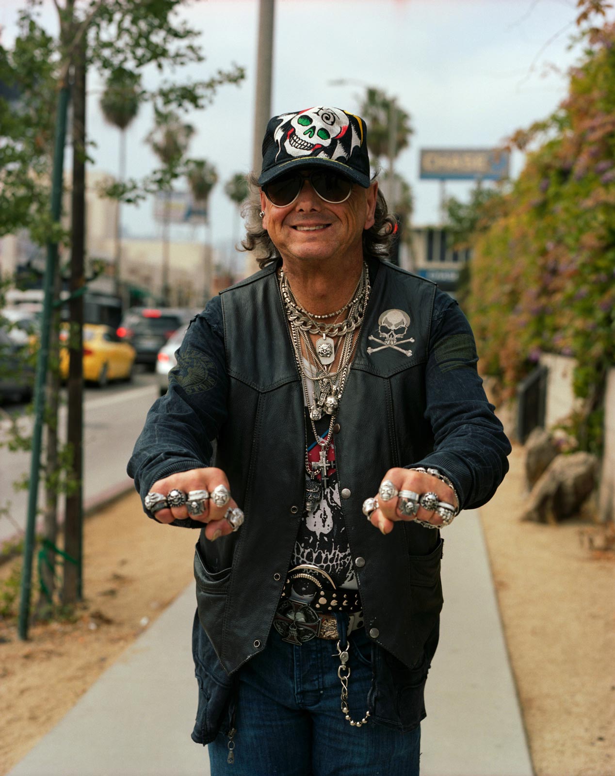 Sal and his many rings, outside CBS Studios downtown LA.