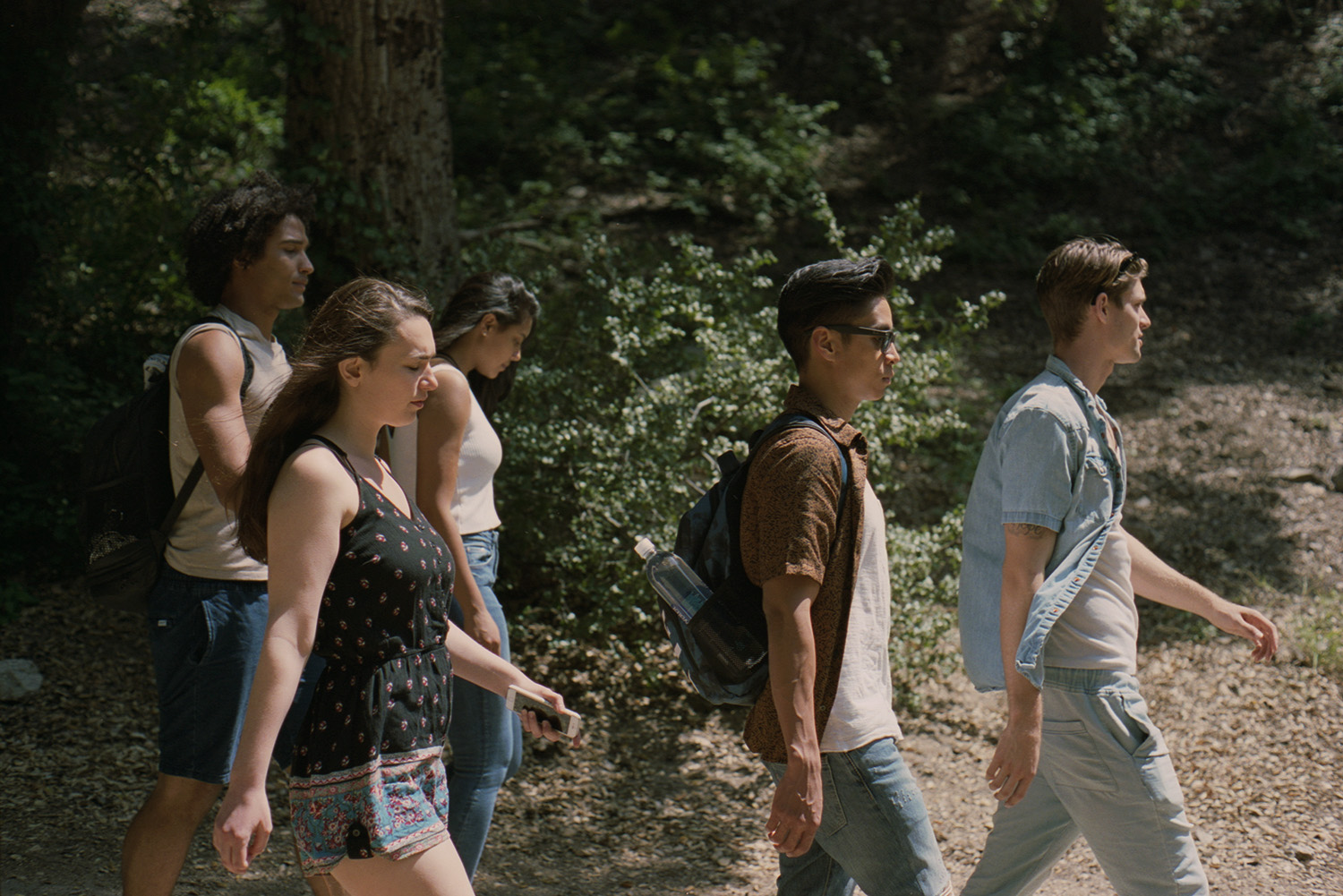 Five friends journey to Switzer Falls trail, California, featuring Shayne Davis, Devin Way, Brandon Win, Nemesis Ruiz, Kristen Kimmel.